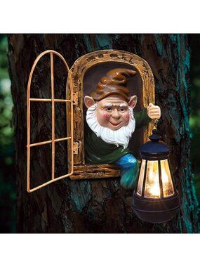 Whimsical Solar Lantern Gnome Statues - Outdoor Fairy Garden Decor & Halloween